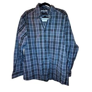 Ariat Men's Blue Plaid Button-Up Shirt Size M Western Cowboy Country Brushpopper